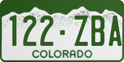 CO license plate 122ZBA