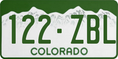 CO license plate 122ZBL
