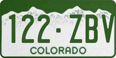 CO license plate 122ZBV