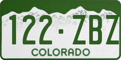 CO license plate 122ZBZ