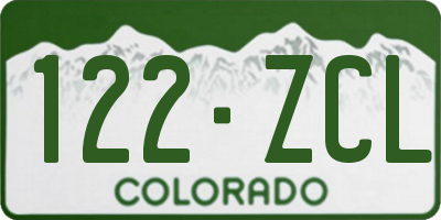CO license plate 122ZCL