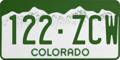 CO license plate 122ZCW