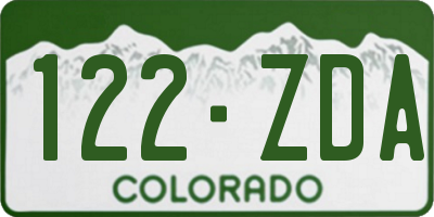 CO license plate 122ZDA