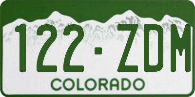 CO license plate 122ZDM