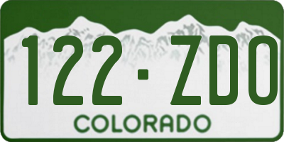 CO license plate 122ZDO