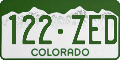 CO license plate 122ZED