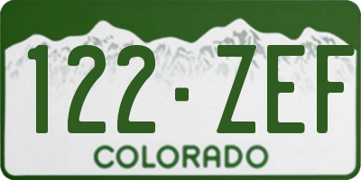 CO license plate 122ZEF