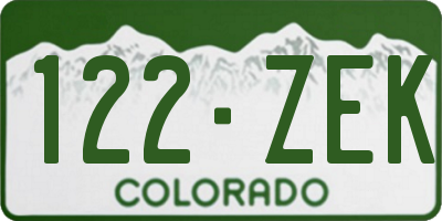 CO license plate 122ZEK