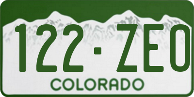 CO license plate 122ZEO
