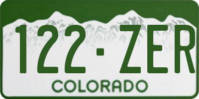 CO license plate 122ZER