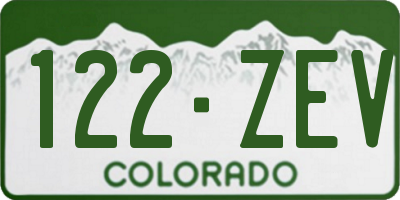 CO license plate 122ZEV
