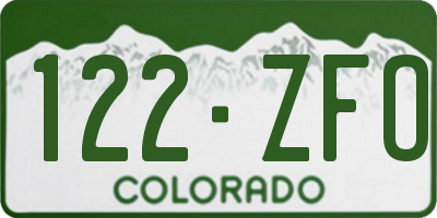 CO license plate 122ZFO