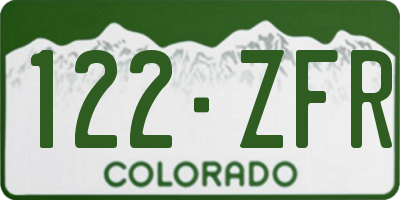 CO license plate 122ZFR