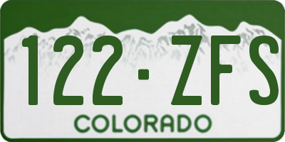 CO license plate 122ZFS