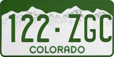 CO license plate 122ZGC
