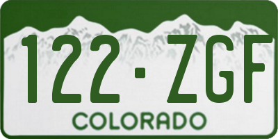 CO license plate 122ZGF