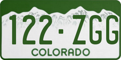 CO license plate 122ZGG