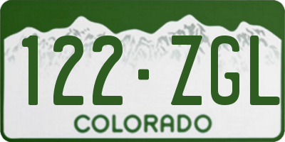 CO license plate 122ZGL