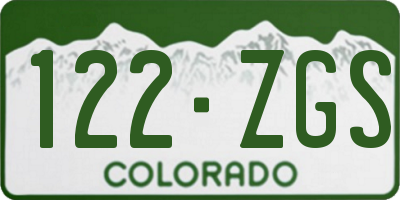 CO license plate 122ZGS