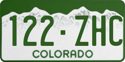 CO license plate 122ZHC