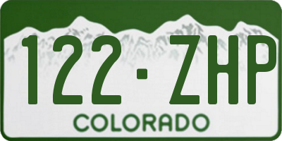 CO license plate 122ZHP