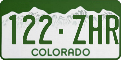 CO license plate 122ZHR