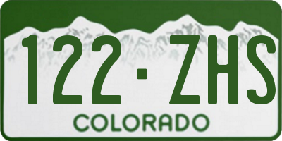 CO license plate 122ZHS