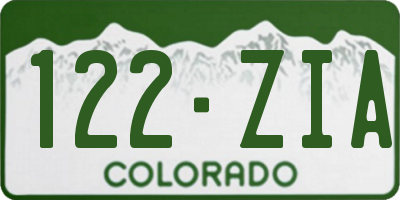 CO license plate 122ZIA