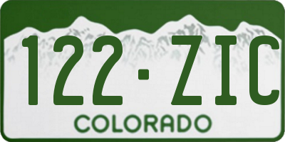 CO license plate 122ZIC