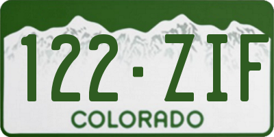 CO license plate 122ZIF