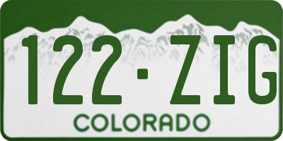 CO license plate 122ZIG