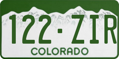 CO license plate 122ZIR