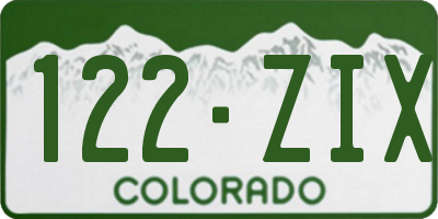 CO license plate 122ZIX