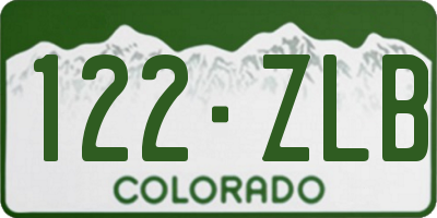 CO license plate 122ZLB