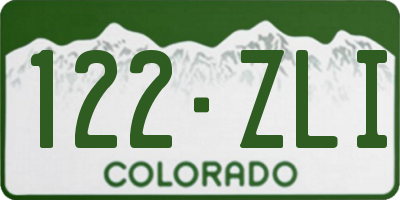CO license plate 122ZLI