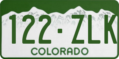 CO license plate 122ZLK