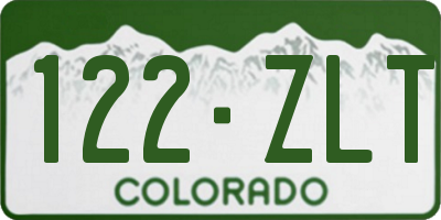 CO license plate 122ZLT