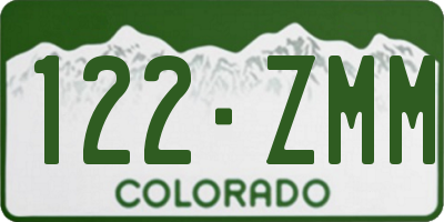 CO license plate 122ZMM