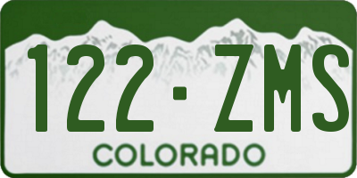 CO license plate 122ZMS