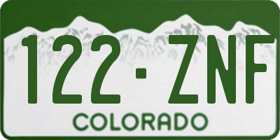 CO license plate 122ZNF