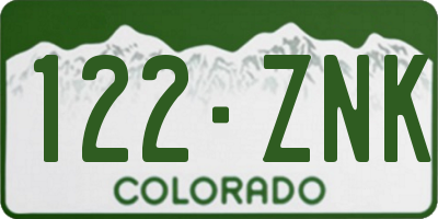 CO license plate 122ZNK