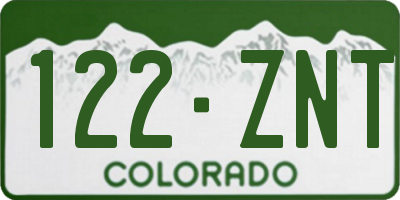 CO license plate 122ZNT