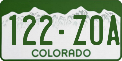 CO license plate 122ZOA