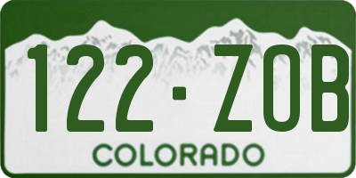 CO license plate 122ZOB