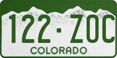 CO license plate 122ZOC