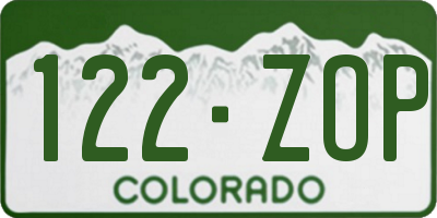 CO license plate 122ZOP