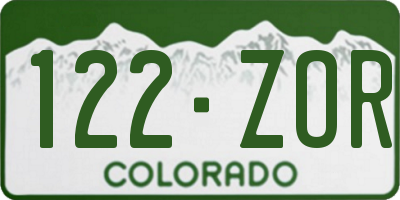 CO license plate 122ZOR