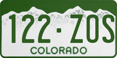 CO license plate 122ZOS