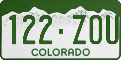 CO license plate 122ZOU