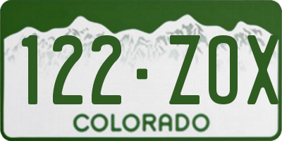 CO license plate 122ZOX